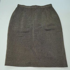 Tamotsu Skirt Womens 8 Wool/Silk Blend Tweed Lined Brown/Black‎